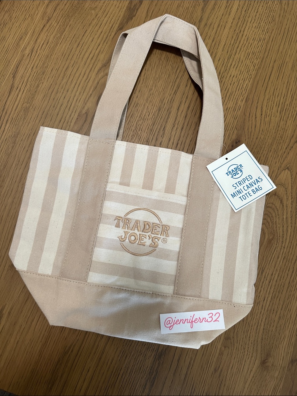 Trader Joe’s Viral Striped Beige Canvas Tote Bag